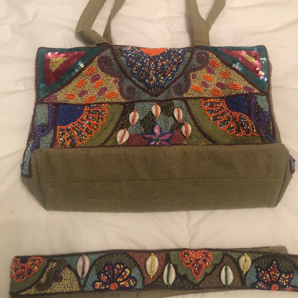 Beaded handbag and belt